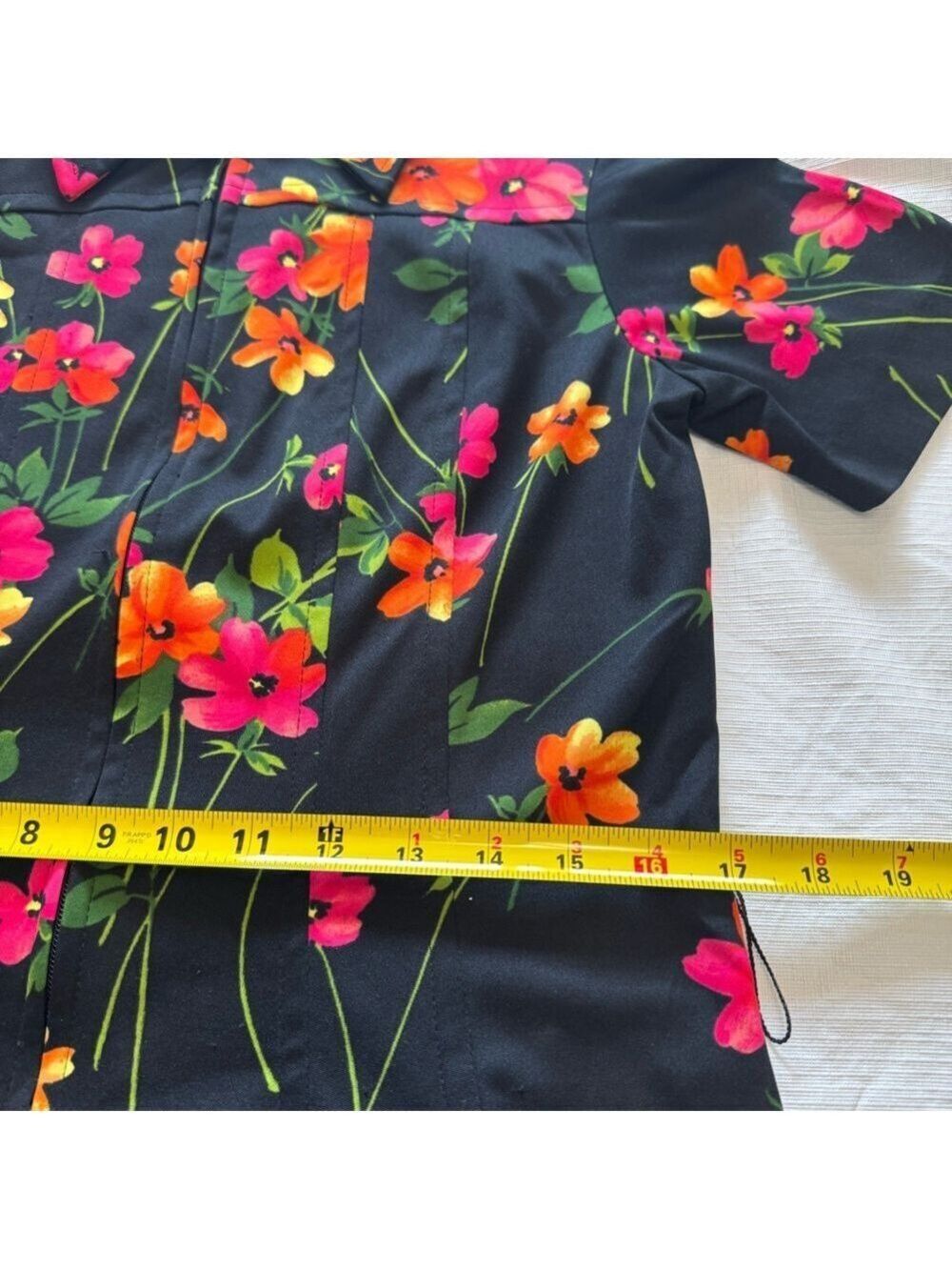 Vintage 70’s Leo Danal Canada Elegant Floral Black Midi Dress SZ 12 - Picture 4 of 8